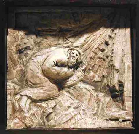 The Call of Abraham, ceramic relief by Richard McBee, 1980
